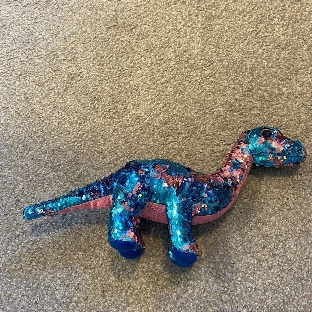 TY Flippables Tremor the Dinosaur Sequin Plush Stuffed Animal Blue Pink Kids Toy